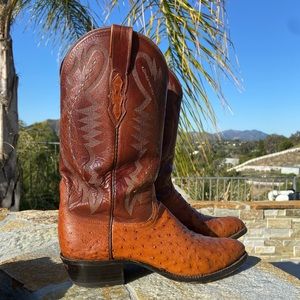 Lucchese Full Quill Ostrich Cowboy Boots 9.5 D